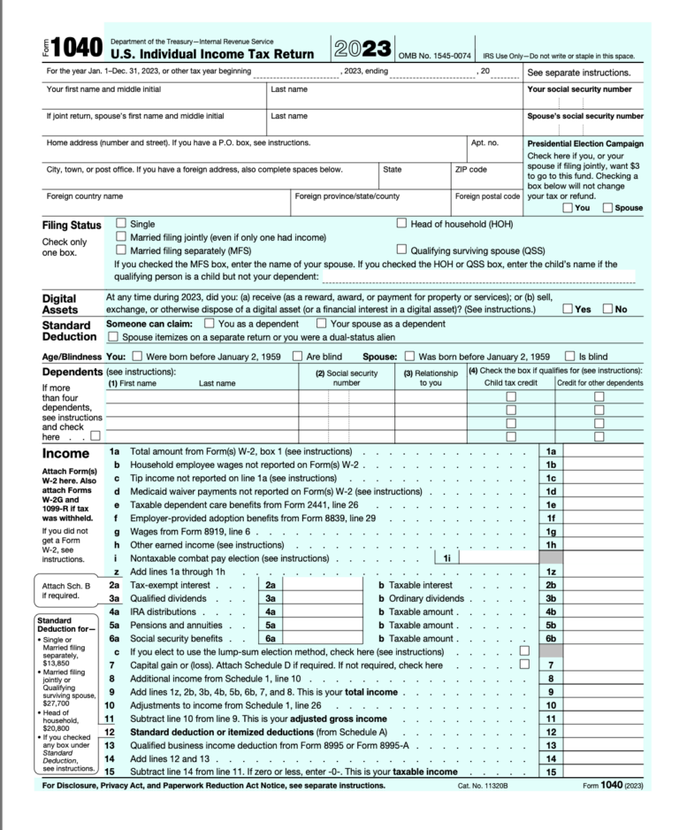 IRS form 1040 for 2024 Page 1